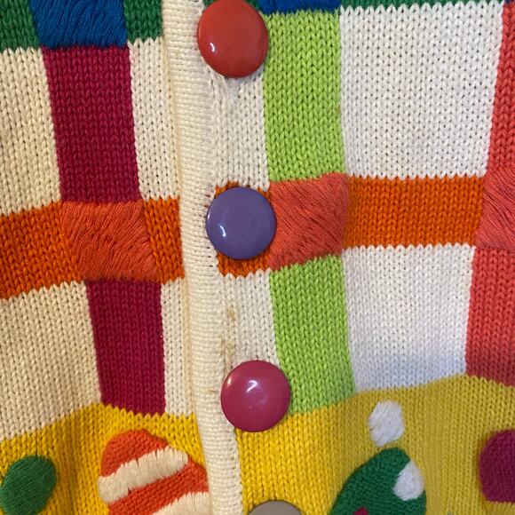 Vintage Lisa Nichols Easter Egg Patchwork Ramie Cotton Holy Week Holiday Sweater - Picture 4 of 10